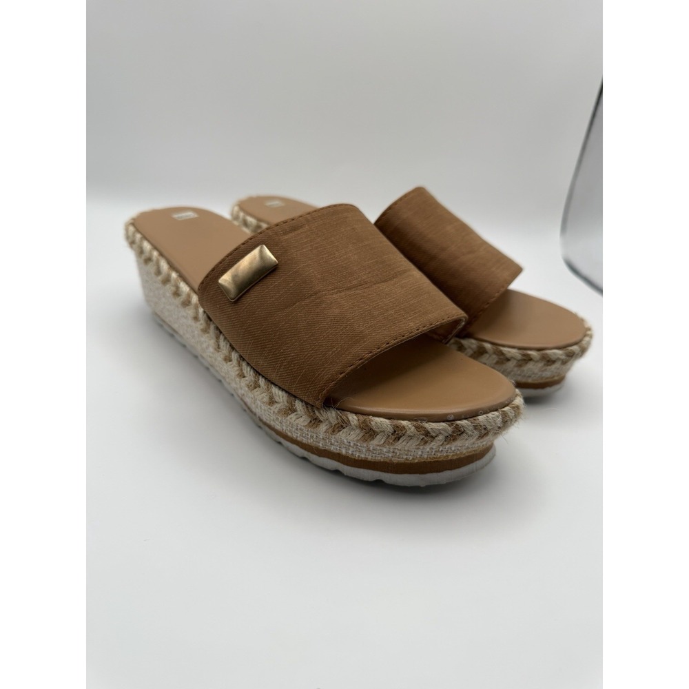 Women's Open Toe Fashion Slip-On Brown Sandals Wedge Platform Size 38 / US 7.5